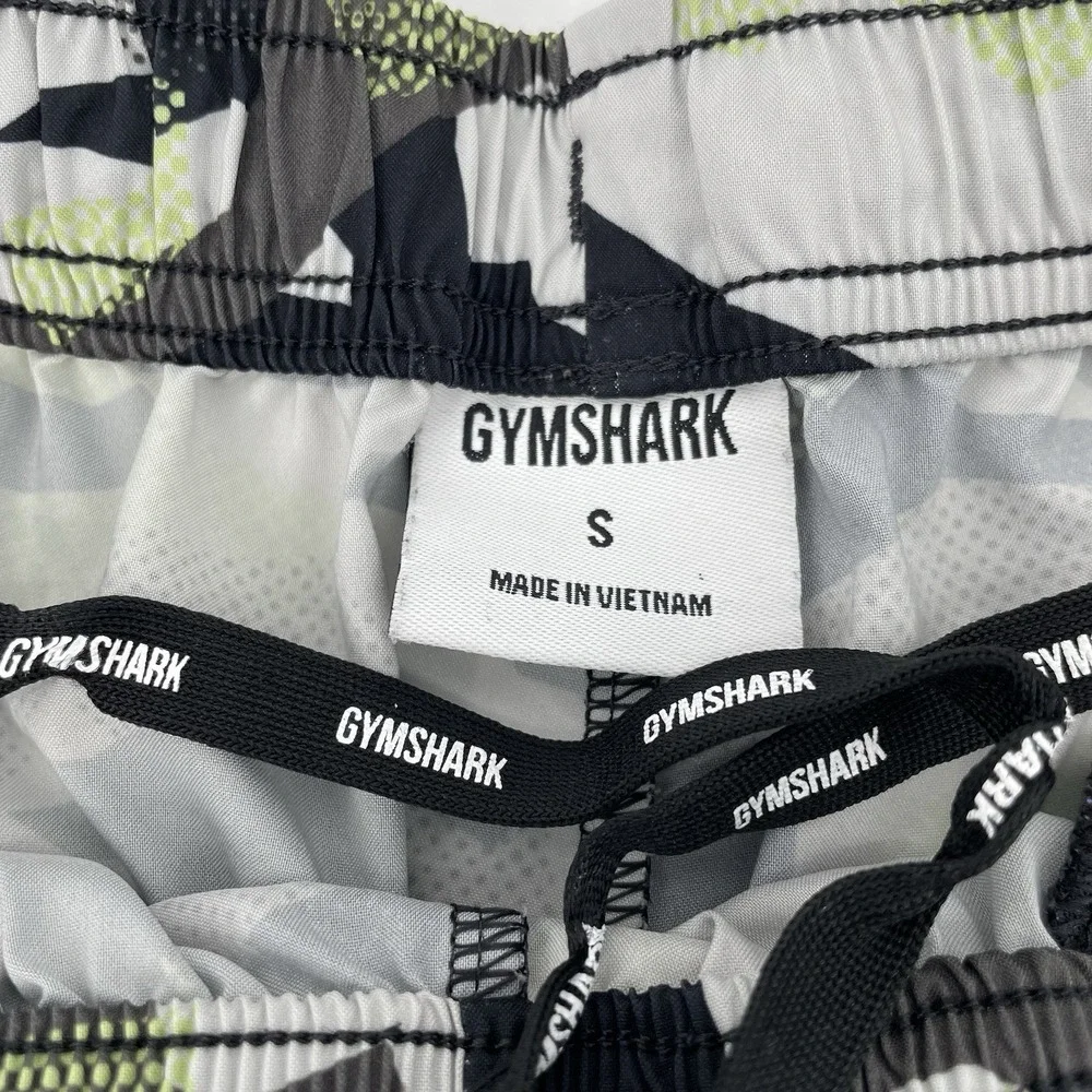 Gymshark Men's Small Camo Training‎ Shorts Green Black Drawstring Athletic Gym